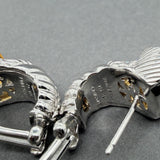 Estate Judith Ripka SS Citrine & CZ J Hoop Earrings