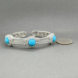 Estate Judith Ripka SS Turquoise & CZ Cuff Bracelet