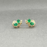 Estate 14K Y Gold Emerald Stud Earrings