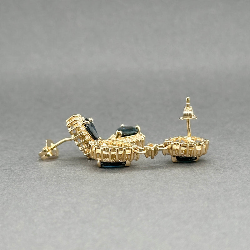 Estate 14K Y Gold 2.52ctw Sapphire & 0.50ctw Diamond Drop Earrings