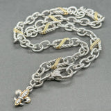 Estate Judith Ripka SS CZ Fleur De Lis Fancy Cable 20” Chain