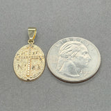 Estate 14K Y Gold 28.6mm Oval Greek Cross Pendant