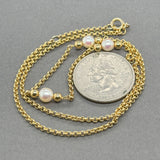 Estate 14K Y Gold 3 Pearl Station Necklace