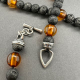 Estate William Henry SS Amber & Lava Beaded Wrap Bracelet