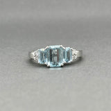Estate 14K W Gold 1.46ctw Aquamarine & 0.07ctw Diamond Ring