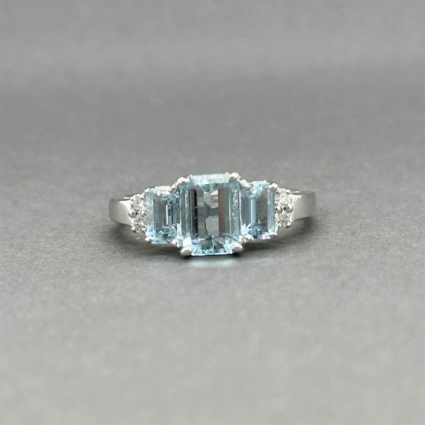 Estate 14K W Gold 1.46ctw Aquamarine & 0.07ctw Diamond Ring
