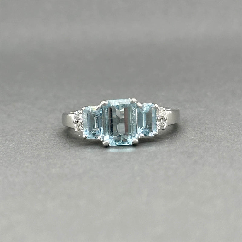 Estate 14K W Gold 1.46ctw Aquamarine & 0.07ctw Diamond Ring