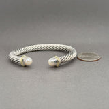 Estate David Yurman SS 14 Pearl Classic Cable Cuff Bracelet