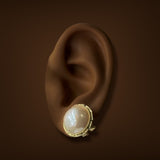 Estate 14K Y Gold Mabe Pearl Earrings