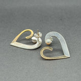 Estate SS 14 Cultured Pearl Heart Stud Earrings