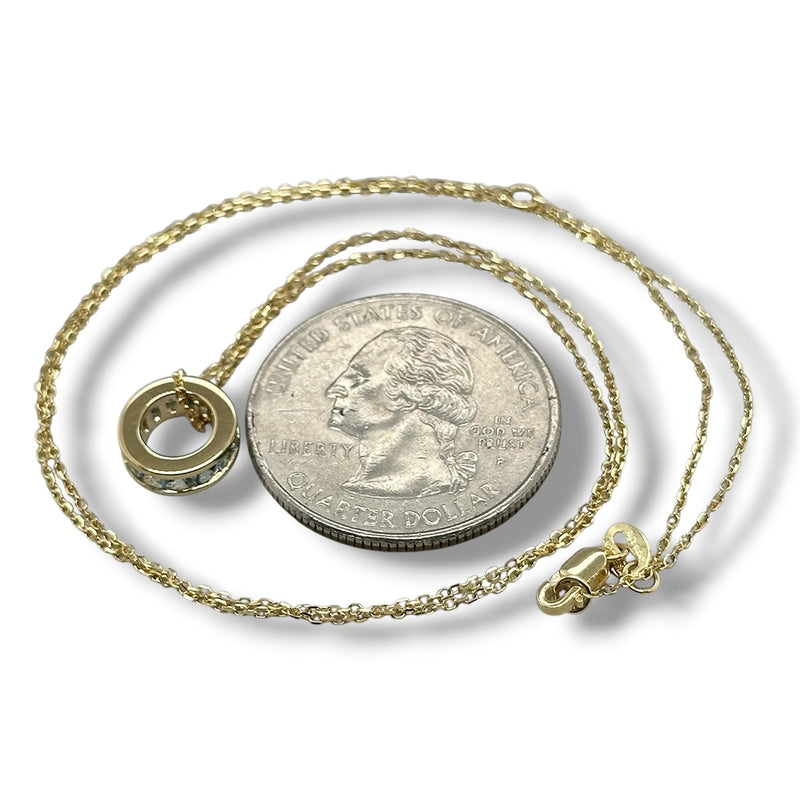 14K Y Gold 0.26ctw Aquamarine Rondell Pendant