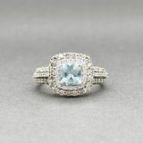 Estate Levian 14K W Gold 1.26ctw Aquamarine & Diamond Ring