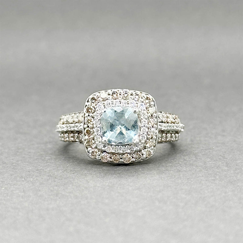 Estate Levian 14K W Gold 1.26ctw Aquamarine & Diamond Ring