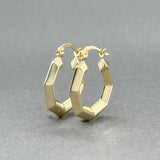 Estate 14K Y Gold 21.8mm Heptagon Hoop Earrings