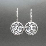 Estate 14K W Gold 3.24ctw Quartz, Sapphire & Diamond Dangle Earrings