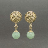 Estate 14K Y Gold Nephrite Drop Earrings