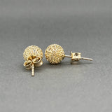 Estate 14K Y Gold Filigree 7.97mm Ball Stud Earrings
