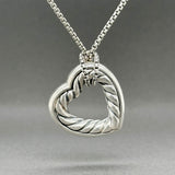 Estate David Yurman SS 0.61ctw Diamond Cable Heart Pendant