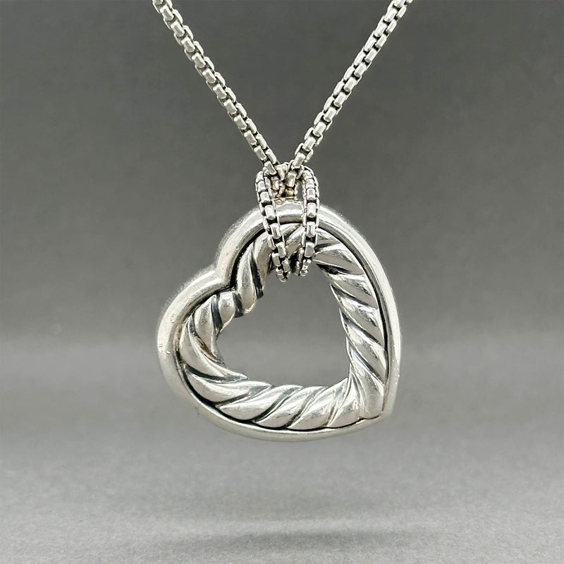 Estate David Yurman SS 0.61ctw Diamond Cable Heart Pendant