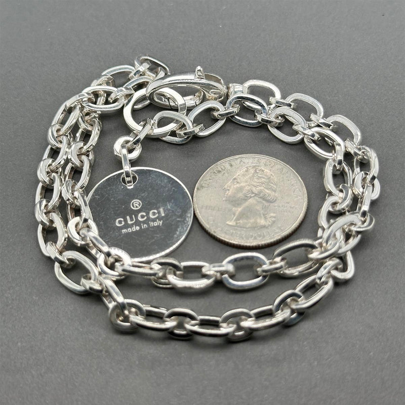 Estate Gucci SS Round Tag Necklace