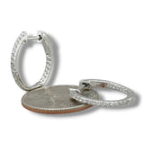 14K W Gold 0.50ctw G-H/SI2 20mm Oval In/Out Diamond Hoop Earrings