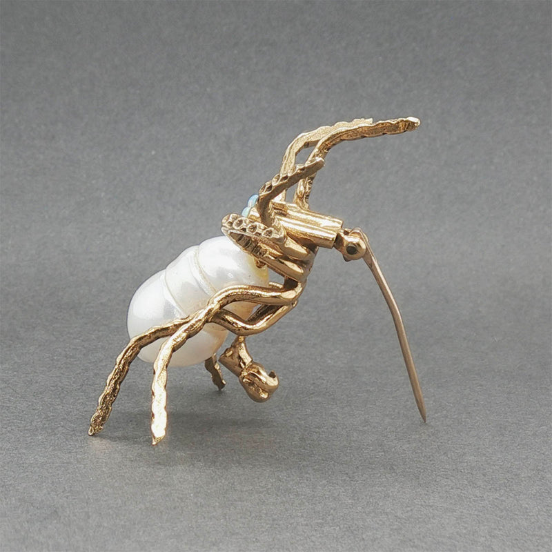 Estate Retro 14K Y Gold 0.17ctw Multigem Spider Brooch