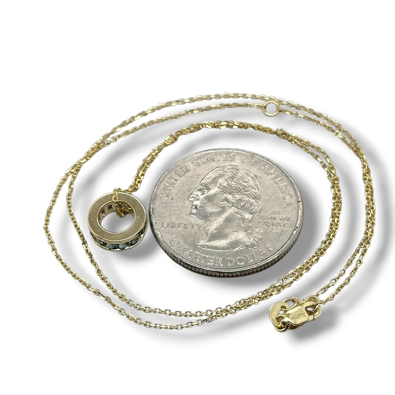 14K Y Gold 0.39ctw Blue Tourmaline Rondell Pendant