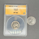 Estate 1953 Proof Jefferson Nickel ANACS PF 66 Brilliant Gem Uncirculated