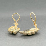 Estate 14K Y Gold Feathered Clip On Earrings