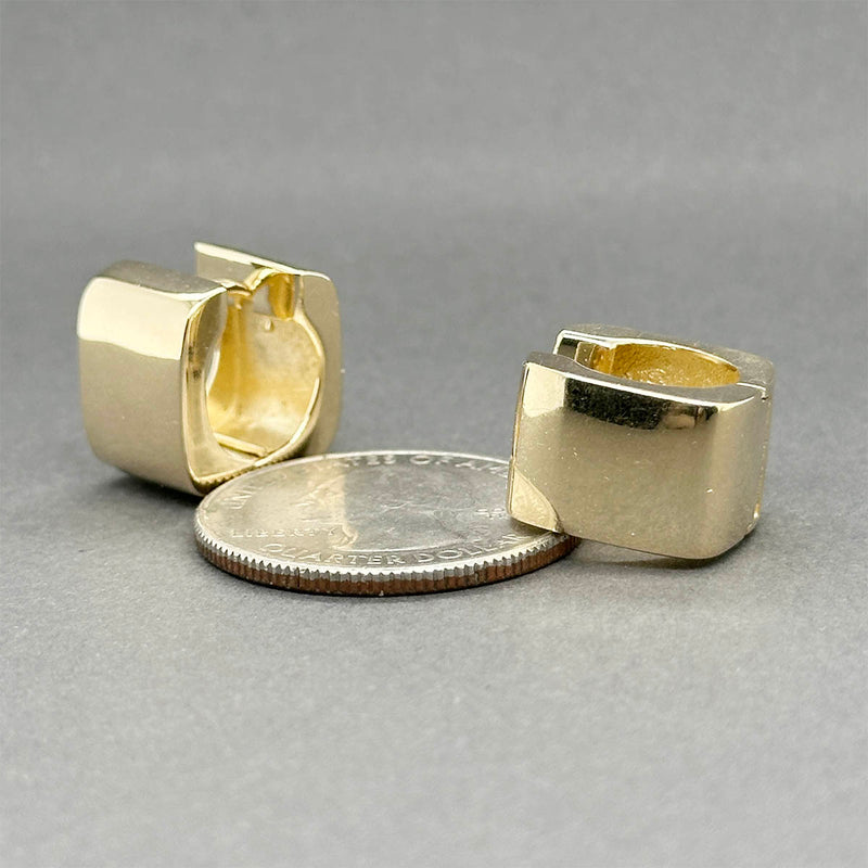 Estate 14K Y Gold 14.74mm Square Huggie Earrings