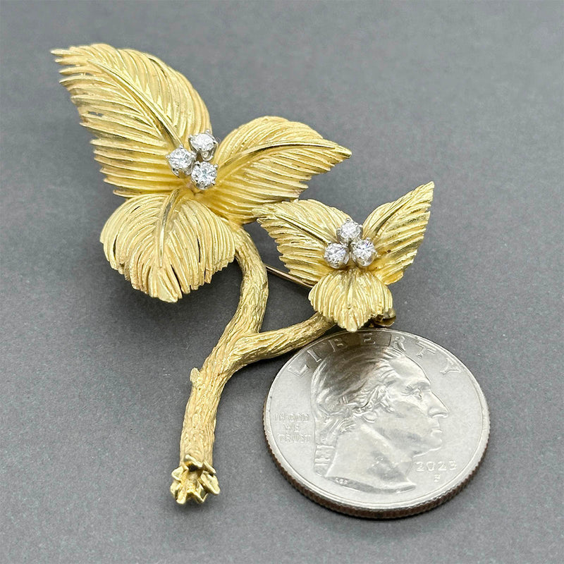 Estate Cartier 18K Y Gold 0.42ctw Diamond Flower Brooch