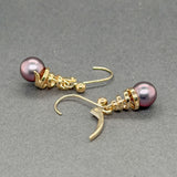 Estate 14K Y Gold Freshwater Pearl Spiral Drop Earrings