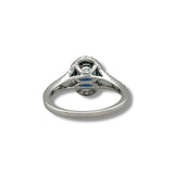 18K W Gold 1.26ct Sapphire and 0.40ctw Diamonds H/SI1 Halo Diamond Ring