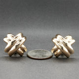 Estate 14K Y Gold X Button Earrings