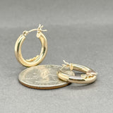 Estate 14K Y Gold 17.9mm Heart Hoop Earrings