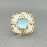 Estate 14K Y Gold 10.67ctw Agate & Blue Topaz Ring