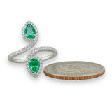 18K W Gold 0.74ctw Emerald and H/SI1 0.36ctw Diamond Ring - Walter Bauman Jewelers