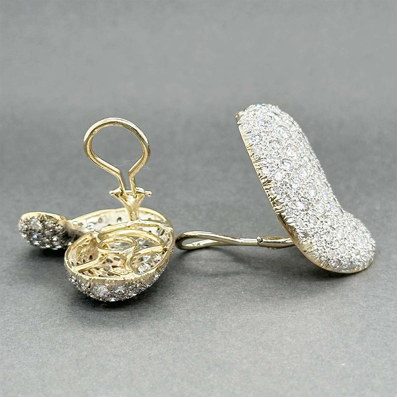 Estate 14 & 18K Y Gold 5.18ctw Diamond Kidney Clip On Earrings