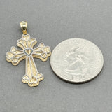 Estate 14K TT Gold 35.09mm Cross Pendant