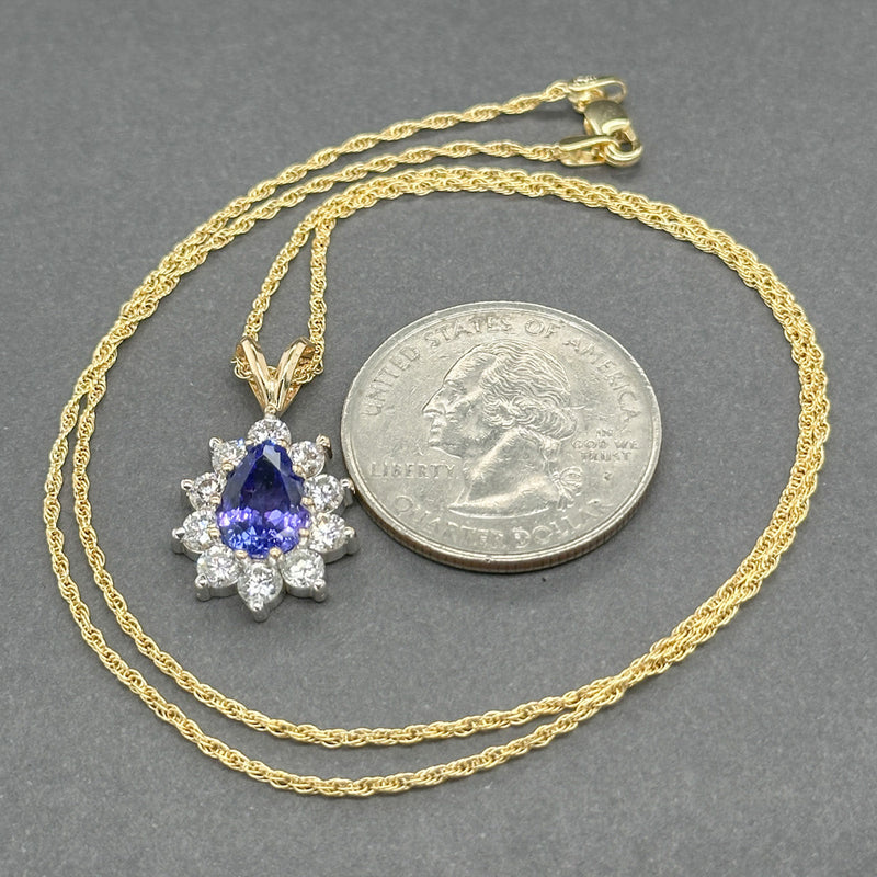 Estate 14K Y Gold 1.88ct Tanzanite & 1.17ctw Diamond Pendant