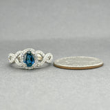Estate 14K W Gold 0.87ct Sapphire & 0.44ctw Diamond Cocktail Ring