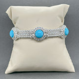 Estate Judith Ripka SS Turquoise & CZ Cuff Bracelet
