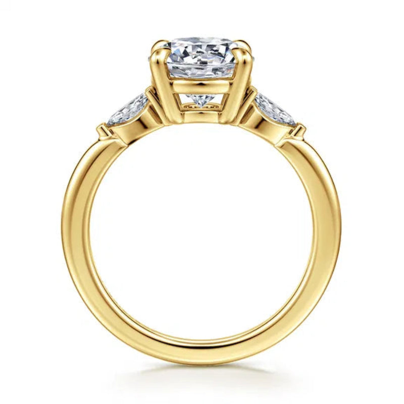 14K Y Gold 0.17ctw 3 Stone Diamond Mounting