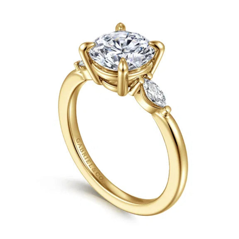14K Y Gold 0.17ctw 3 Stone Diamond Mounting