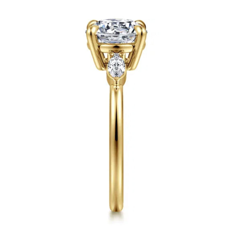 14K Y Gold 0.17ctw 3 Stone Diamond Mounting