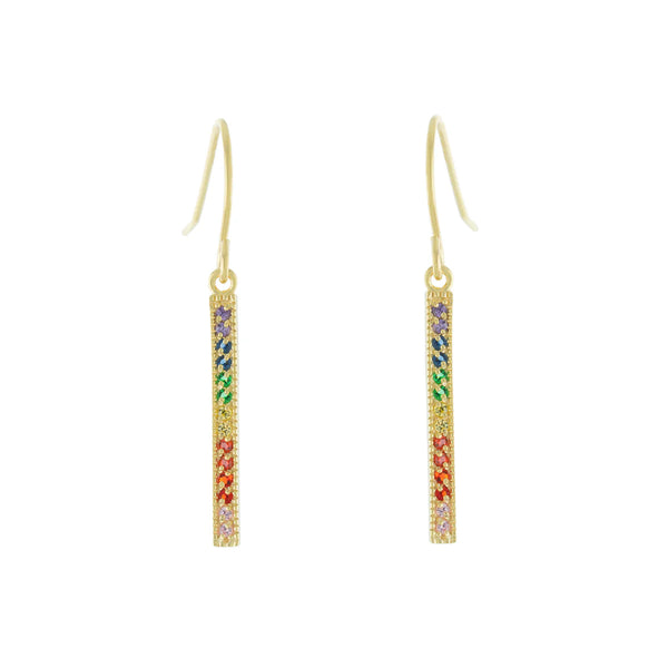 YGP Sterling Multi-Color CZ Bar Drop Earrings