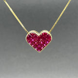 Estate 18K Y Gold 2.97ctw Ruby Heart Pendant
