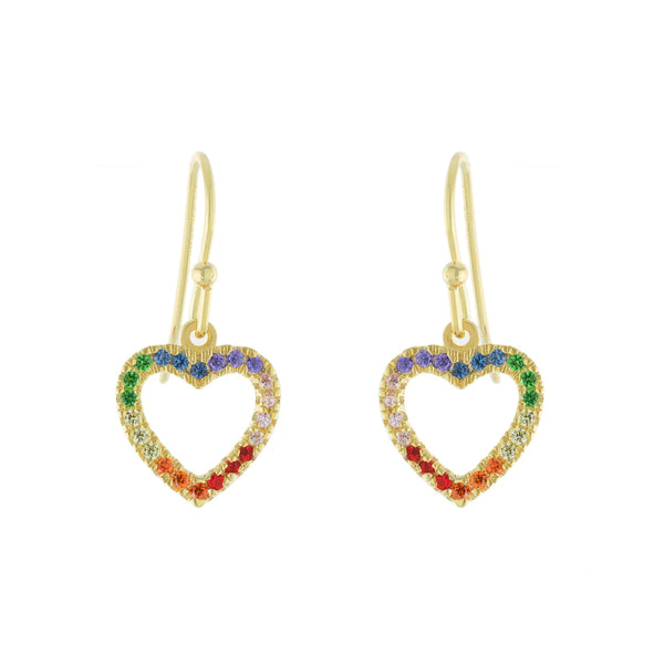 YGP Sterling Multi-Color CZ Heart Drop Earrings