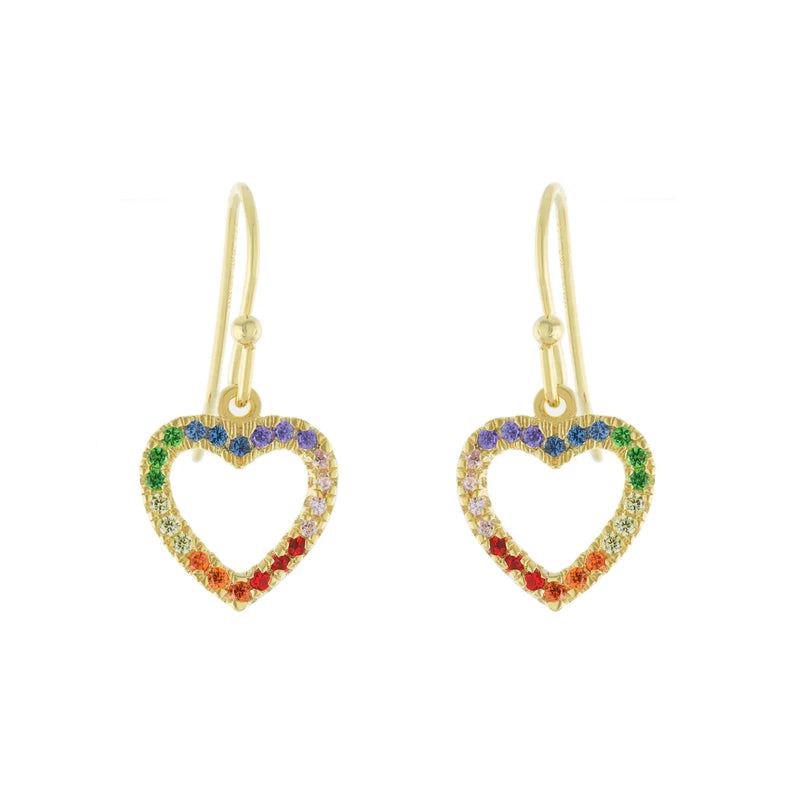 YGP Sterling Multi-Color CZ Heart Drop Earrings