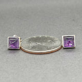 Estate 18K W Gold Amethyst Stud Earrings